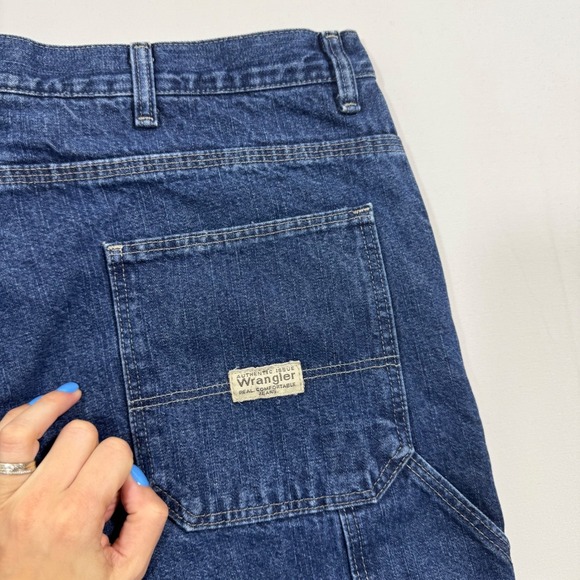 Wrangler Fleece Lined Work Jeans Baggy Blue Denim 36x32 Workwear Carpenter Warm - Picture 6 of 11
